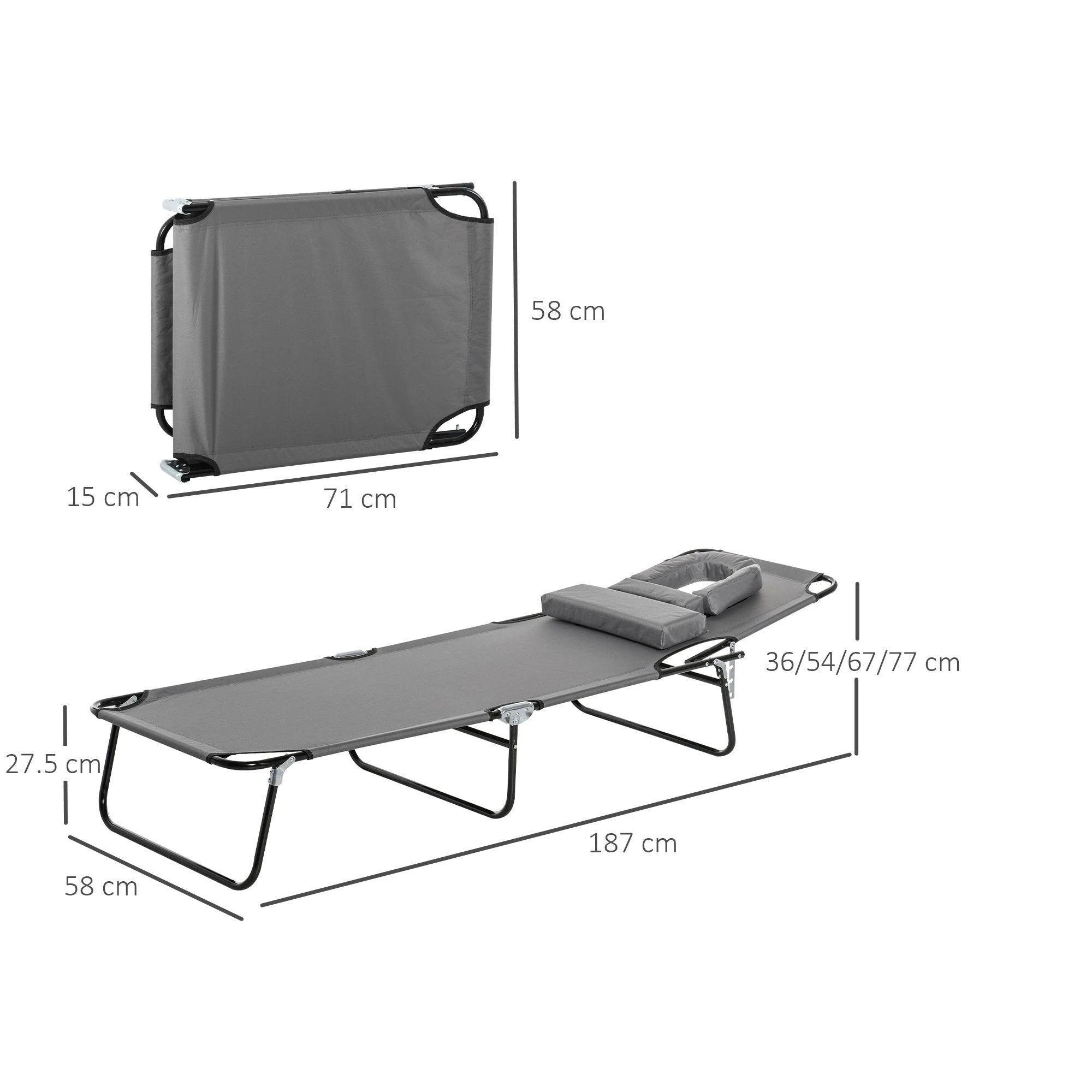 Outsunny Folding Sun Lounger Reclining Chair w/ Pillow Reading Hole - Uncategorized Sun Lounger