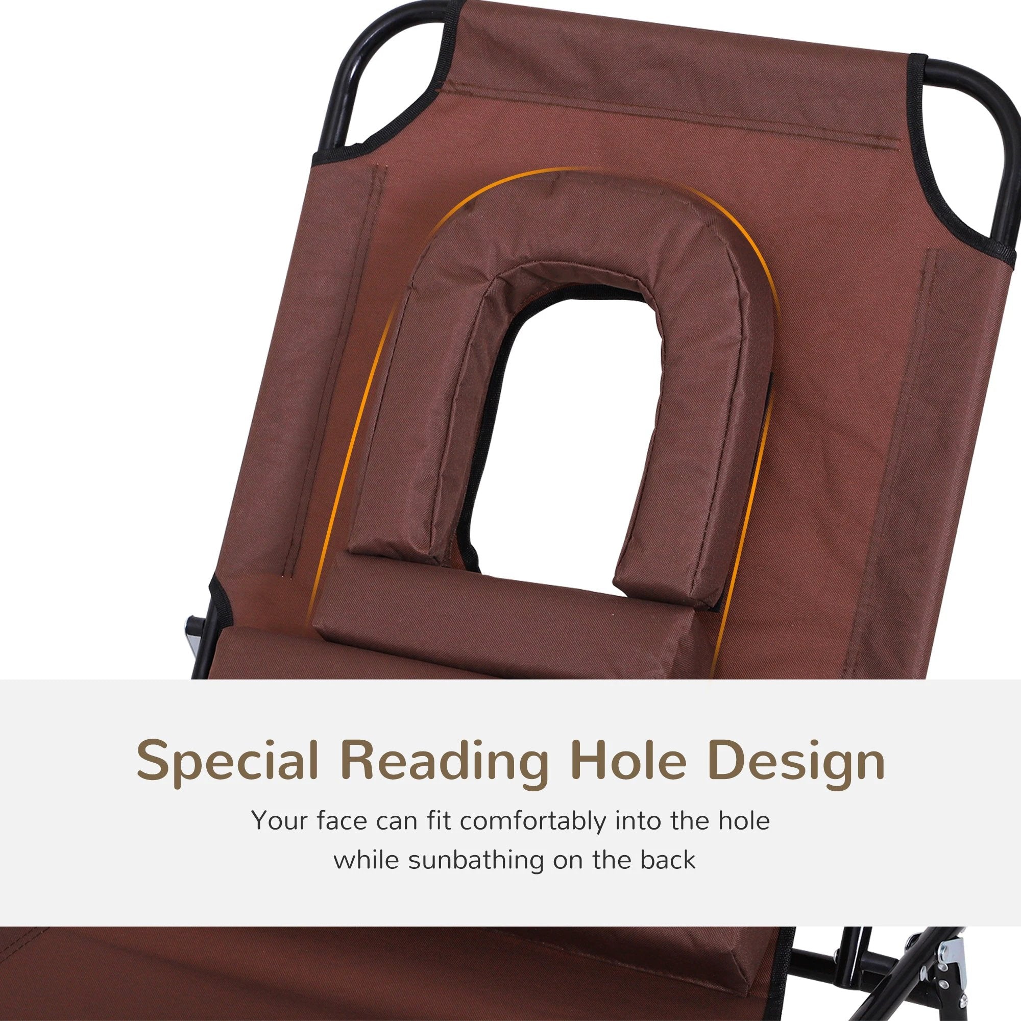 Outsunny Folding Sun Lounger Reclining Chair w/ Pillow Reading Hole - Uncategorized Sun Lounger
