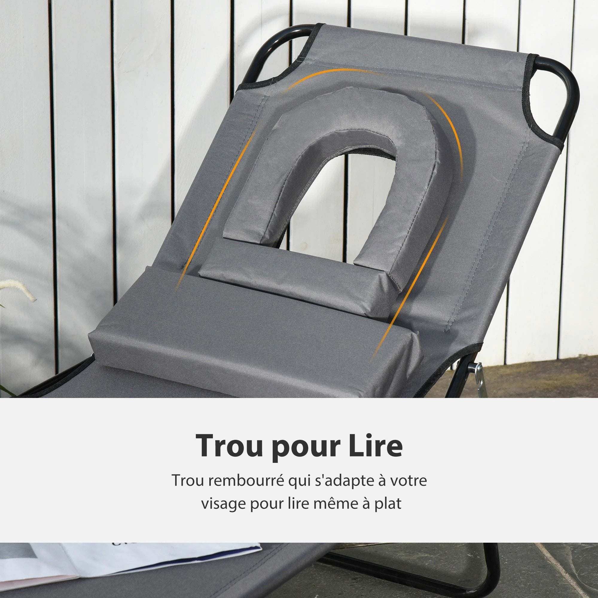 Outsunny Folding Sun Lounger Reclining Chair w/ Pillow Reading Hole - Uncategorized Sun Lounger