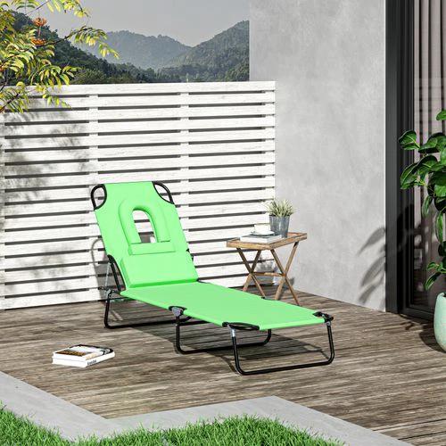Folding Sun Lounger Reclining Chair w/ Pillow Reading Hole by Outsunny