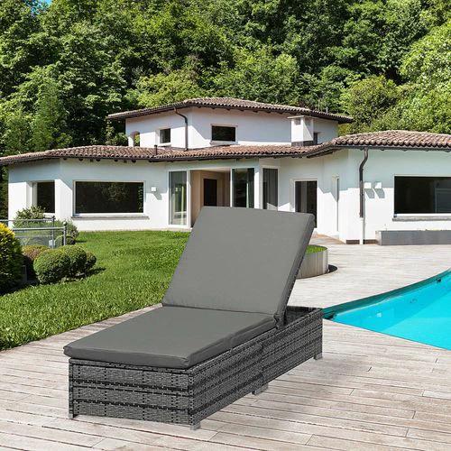 Outsunny Rattan Outdoor Garden Reclining Sun Lounger - Uncategorized Sun Lounger
