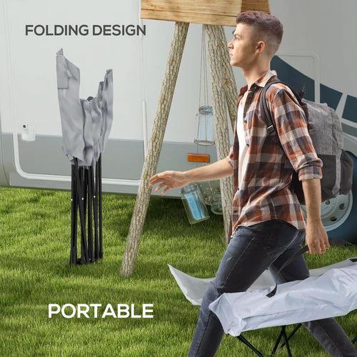 Outsunny Outsunny Foldable Sun Lounger w/ Side Pocket, Oxford Headrest Sun Lounger, Grey - Sun Lounger