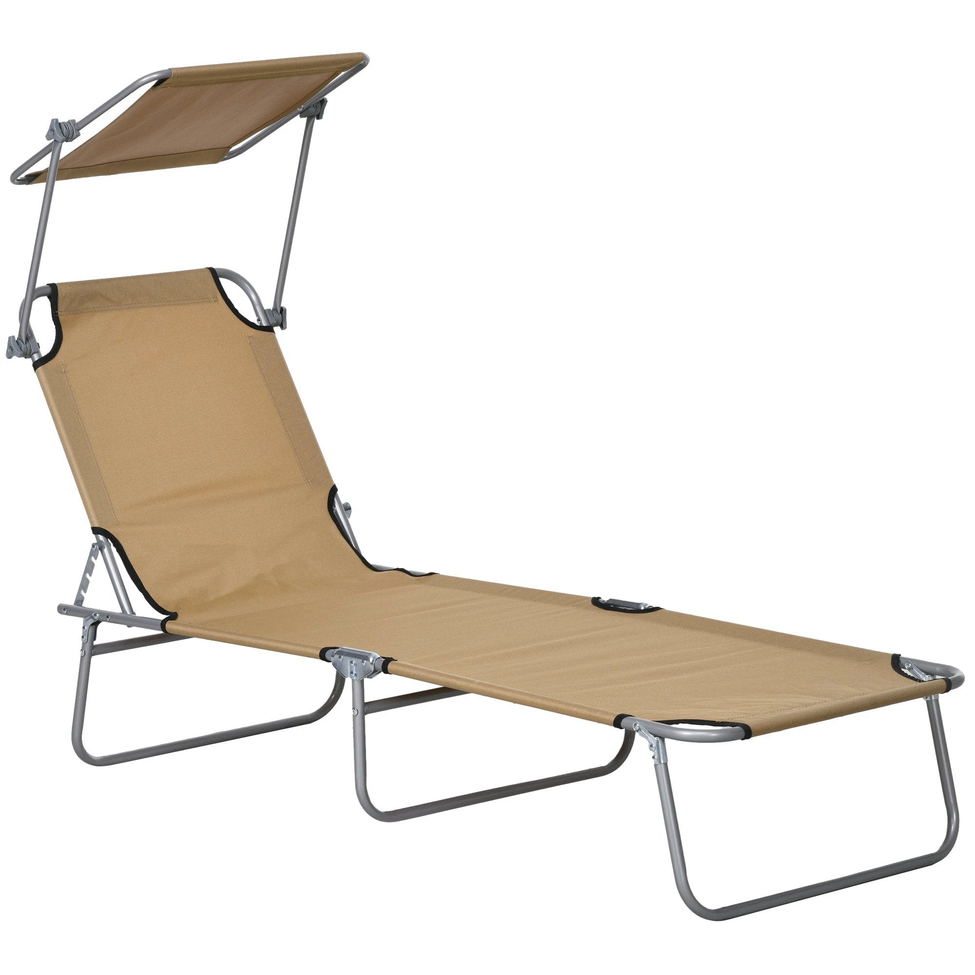 Outsunny Outsunny Folding Sun Lounger Set of 2 with Sunshade Adjustable Backrest - Uncategorized Sun Lounger