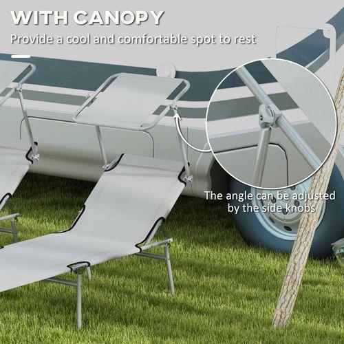 Outsunny Folding Sun Lounger Set of 2 with Sunshade Adjustable Backrest by Outsunny