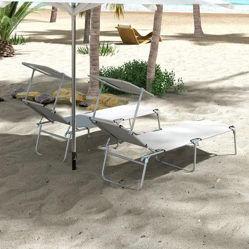 Outsunny Folding Sun Lounger Set of 2 with Sunshade Adjustable Backrest by Outsunny