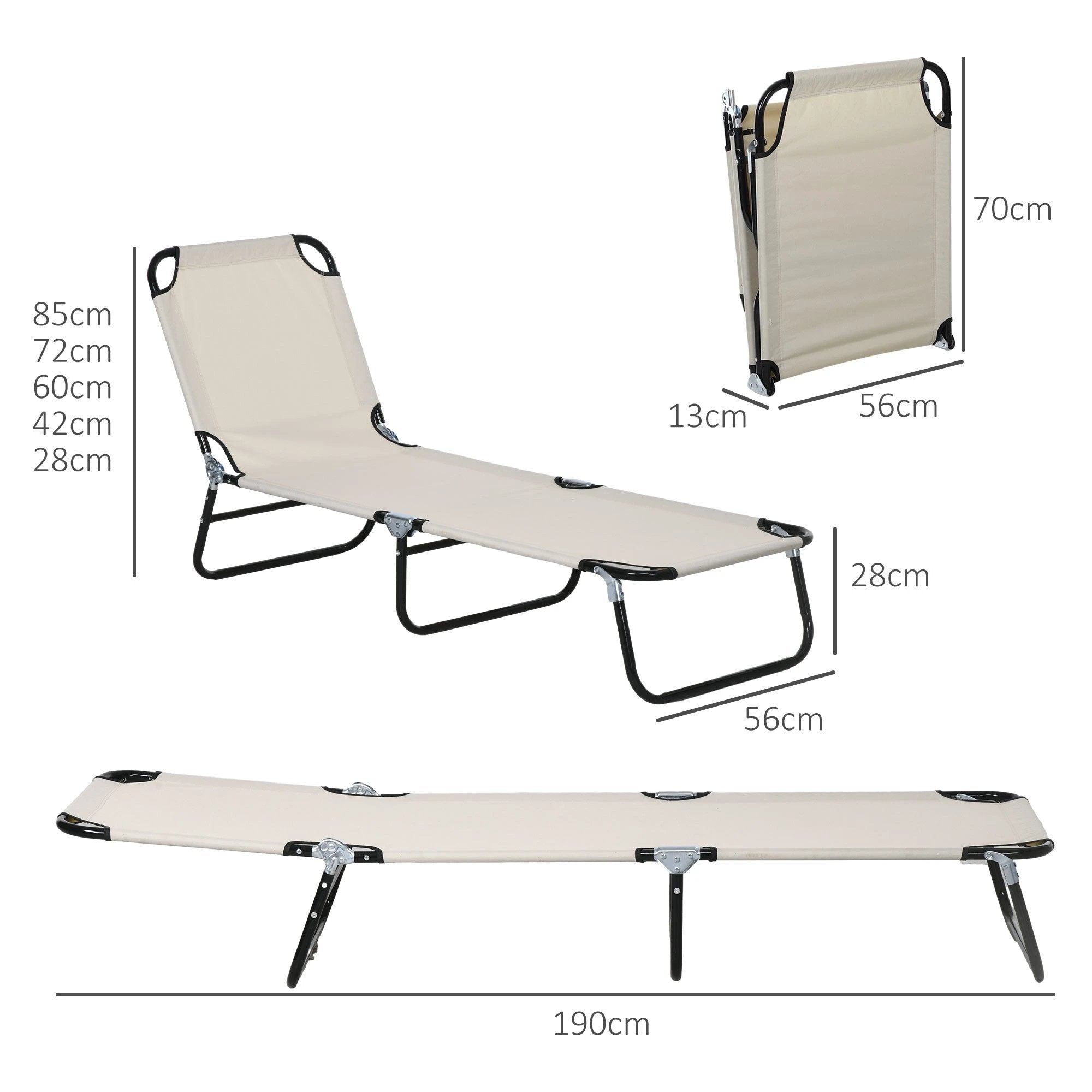 Outsunny 2 Piece Reclining Chaise Lounge with 5-Level Adjustable Backrest by Outsunny
