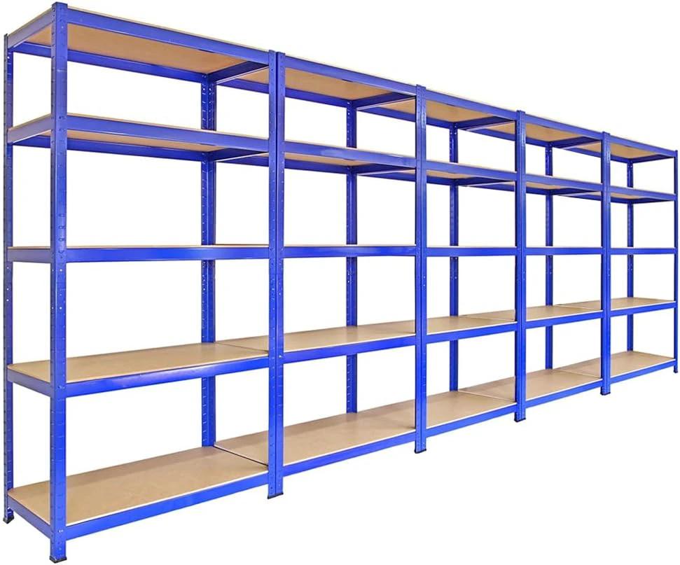 5 x 90cm Blue Storage Racks with 4200kg Capacity, Free Bay Connectors and Mallet by Monster Shop