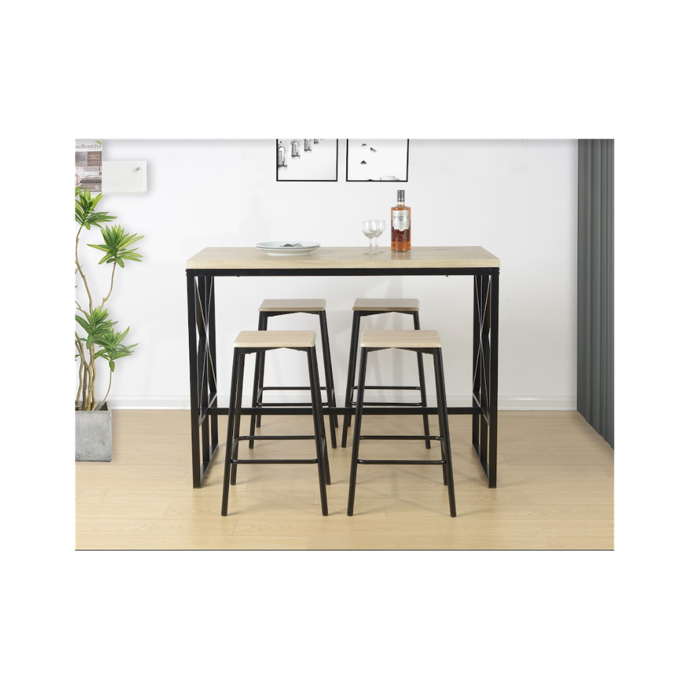 Tavolo 5 Piece Breakfast Bar Set Table in OAK - TAVOLO - Uncategorized Dining Set