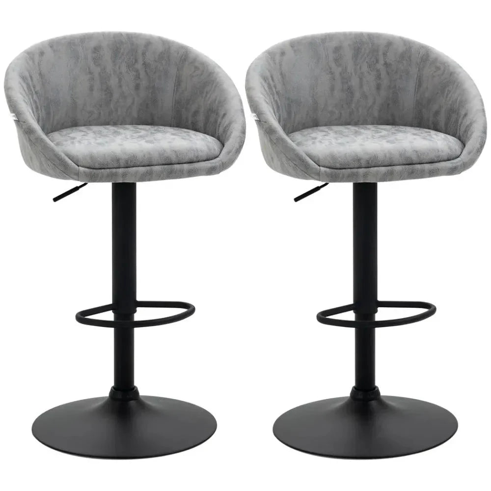 Adjustable Swivel Bar Stools Set of 2 Bar Chairs with Footrest, Light Grey by Unbranded