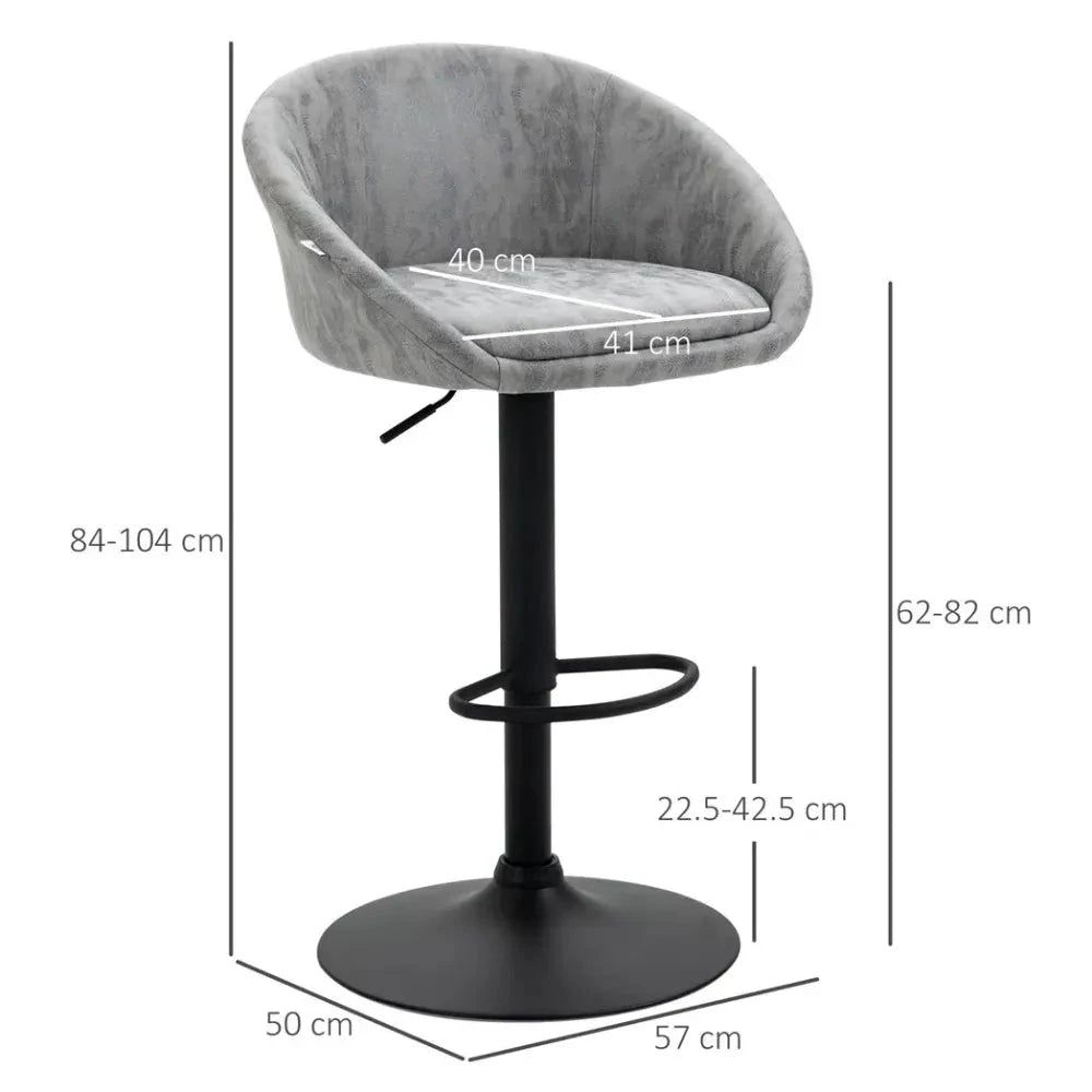 Adjustable Swivel Bar Stools Set of 2 Bar Chairs with Footrest, Light Grey by Unbranded