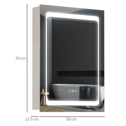 Bathroom LED Lighted Mirror Cabinet Wall-mount with Storage Shelves Touch Switch