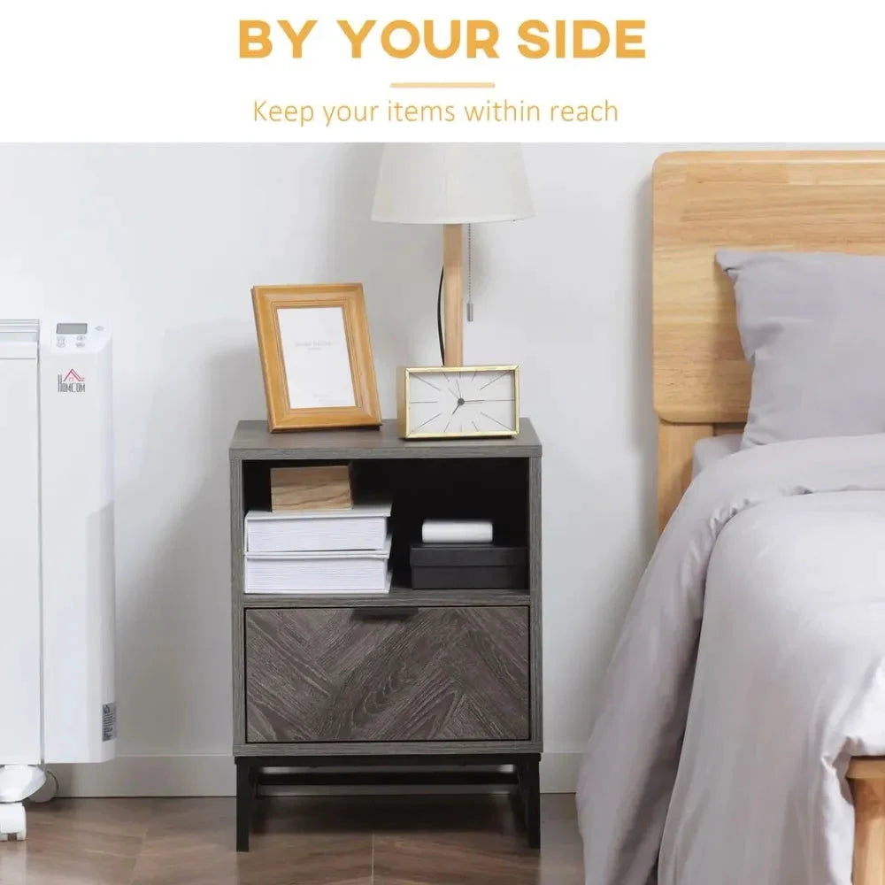 Nightstand, Bedside Table with Drawer and Shelf End Table Living Room, Bedroom by Unbranded