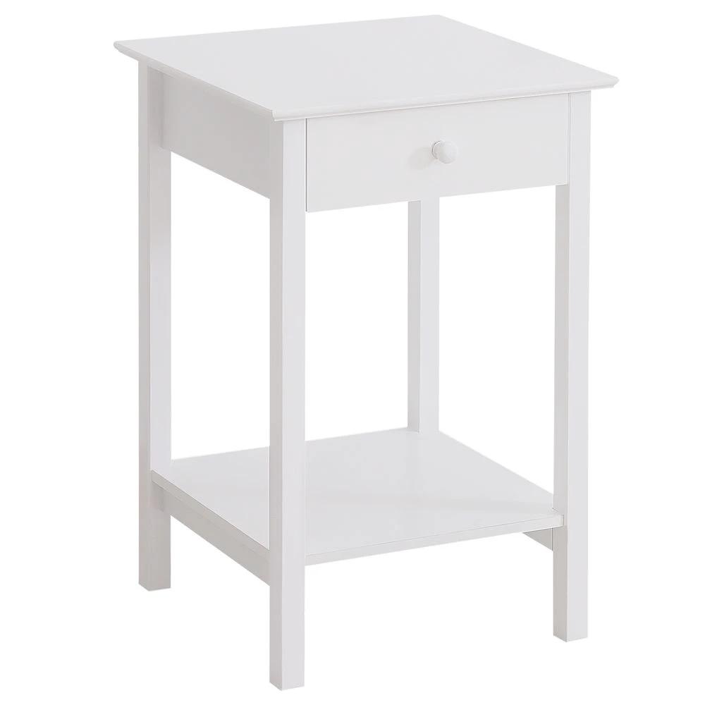Wooden Bedside Table Cabinet W/ Drawer Shelf Storage End Side White by Unbranded
