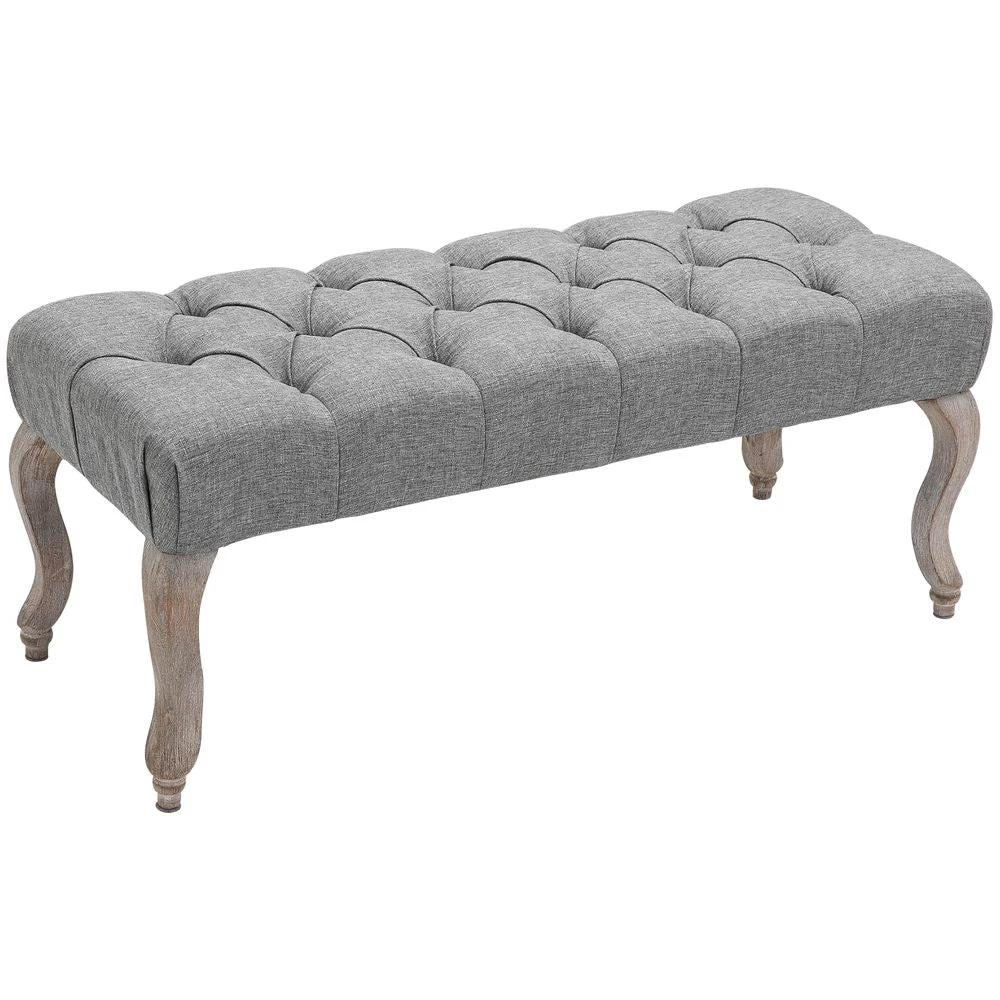 Tufted Upholstered Accent Bench Window Seat Ottoman Bed End Stool - Bench