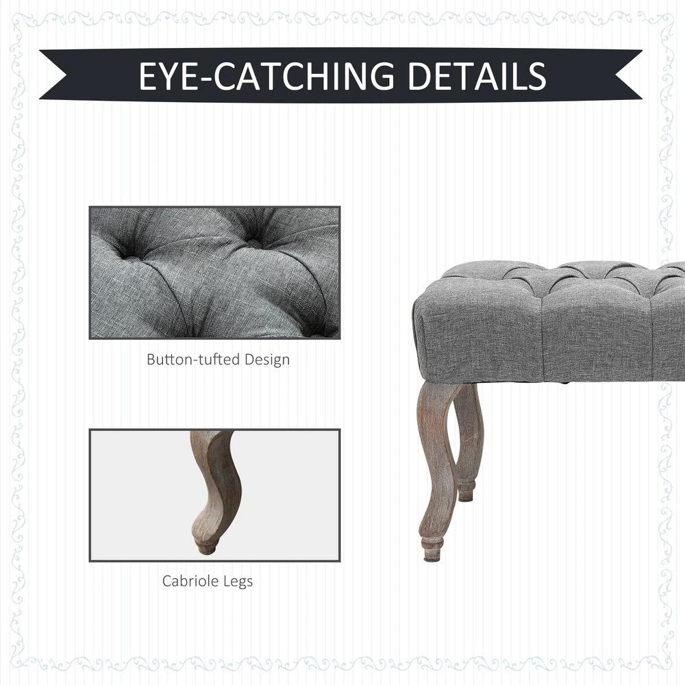 Tufted Upholstered Accent Bench Window Seat Ottoman Bed End Stool - Bench