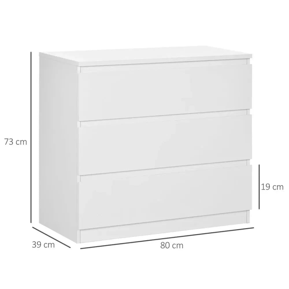 Unbranded Chest of Drawers 3-Drawer Dresser Storage Organiser for Bedroom, White - Uncategorized Chest of Drawers