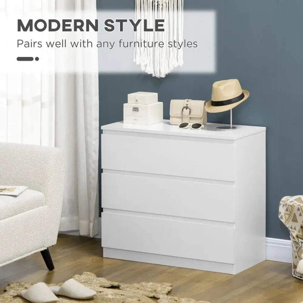 Unbranded Chest of Drawers 3-Drawer Dresser Storage Organiser for Bedroom, White - Uncategorized Chest of Drawers