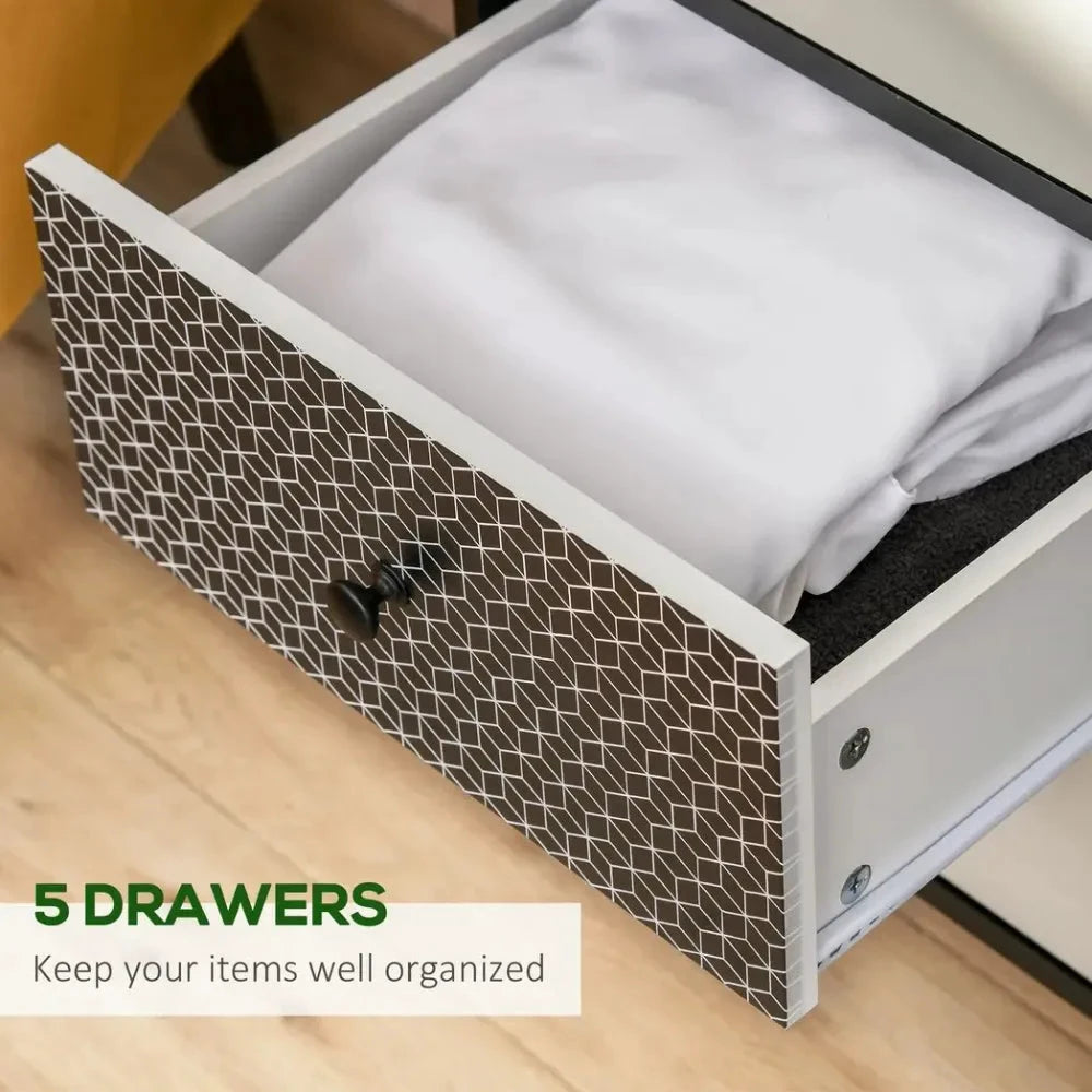 Chest of Drawers, 5 Drawer Dresser, Wooden Storage Cabinet Bedroom, Living Room by Unbranded