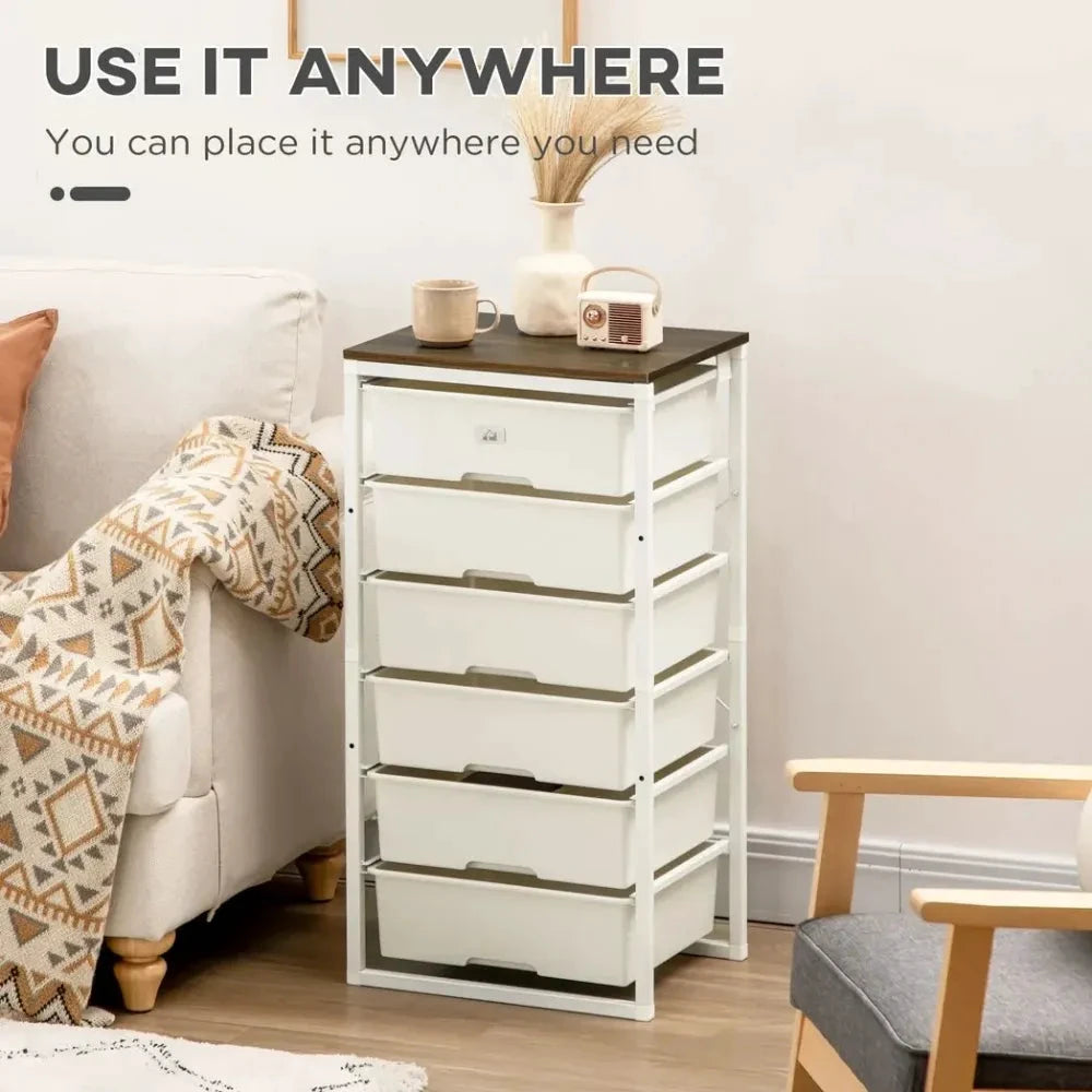 Chest of Drawers 6-Drawer Dresser Storage Cabinet Bedroom Living Room White