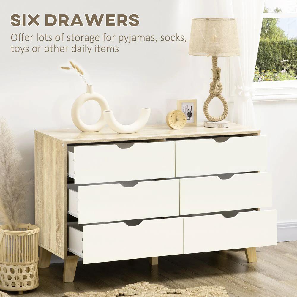 Unbranded Chest of Drawers, 6 Drawer Unit Storage Chest Bedroom White and Brown - Uncategorized Chest of Drawers