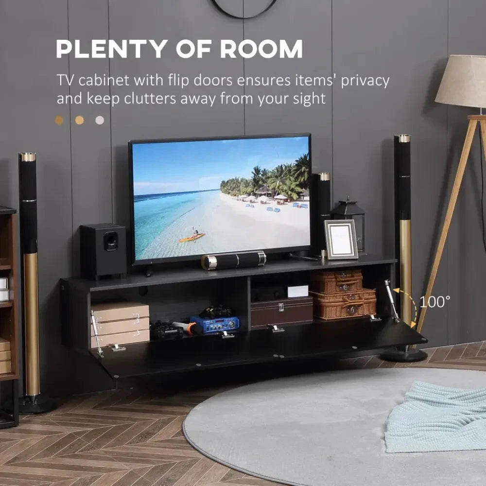 Floating TV Unit Stand, Wall Mount Media Console with Storage Cupboards by Unbranded