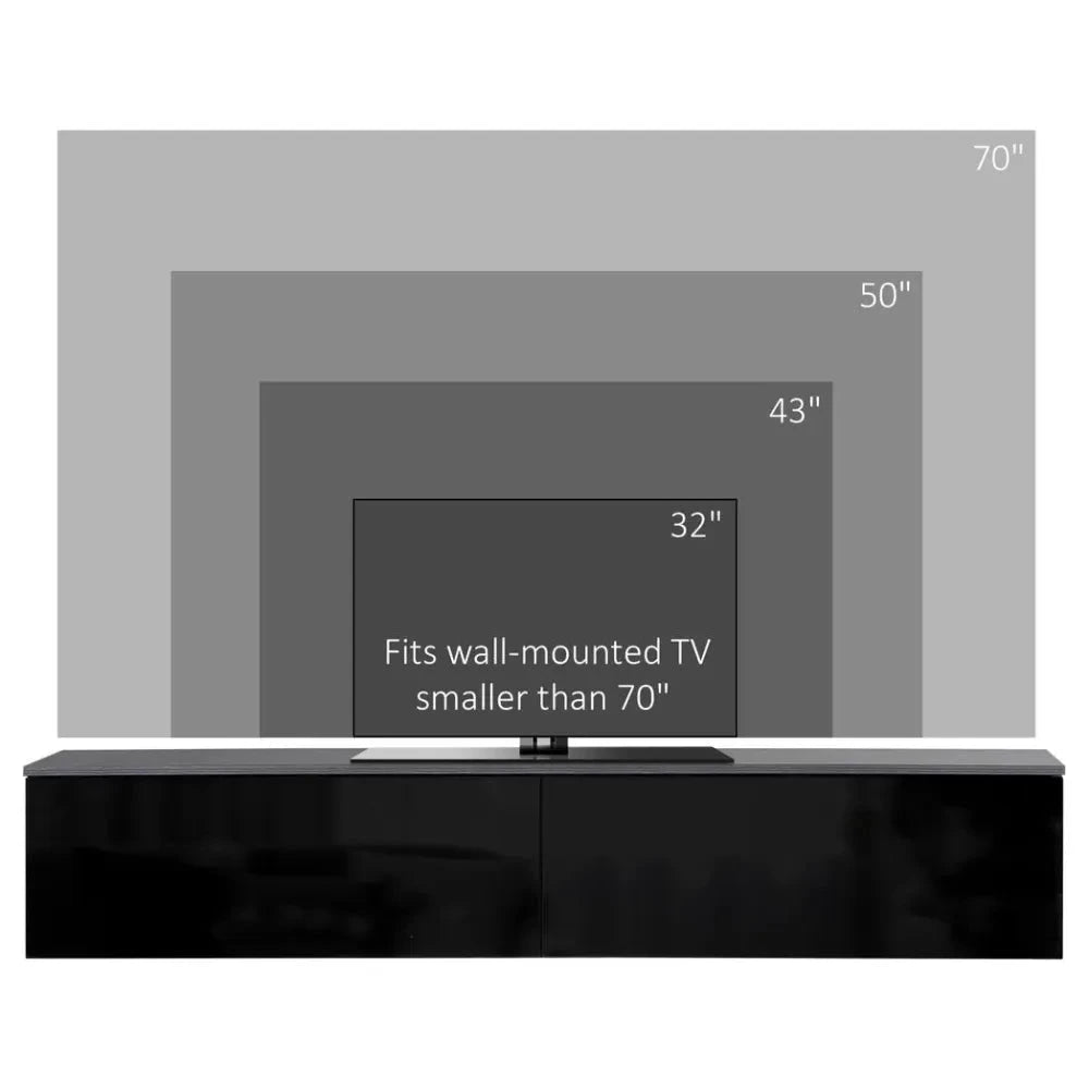 Floating TV Unit Stand, Wall Mount Media Console with Storage Cupboards by Unbranded