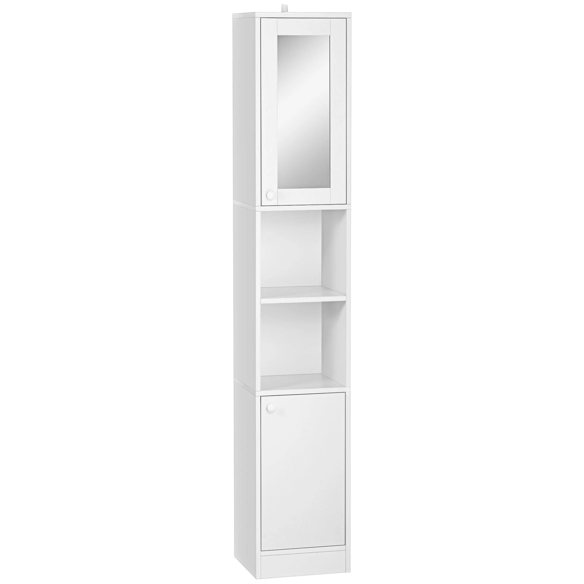 kleankin Tall Bathroom Storage Cabinet Narrow Freestanding Cabinet with Mirror by Unbranded
