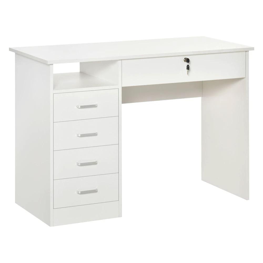 Unbranded Computer Desk Writing Desk with Five Drawers for Home Office White - Desks Desk