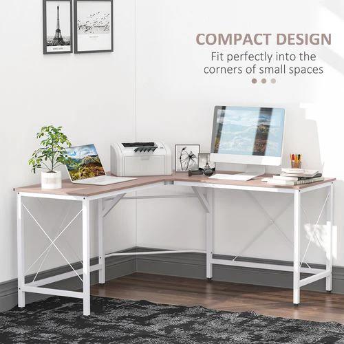 Corner L-Shape Desk Home Office Gaming Computer PC Workstation Oak