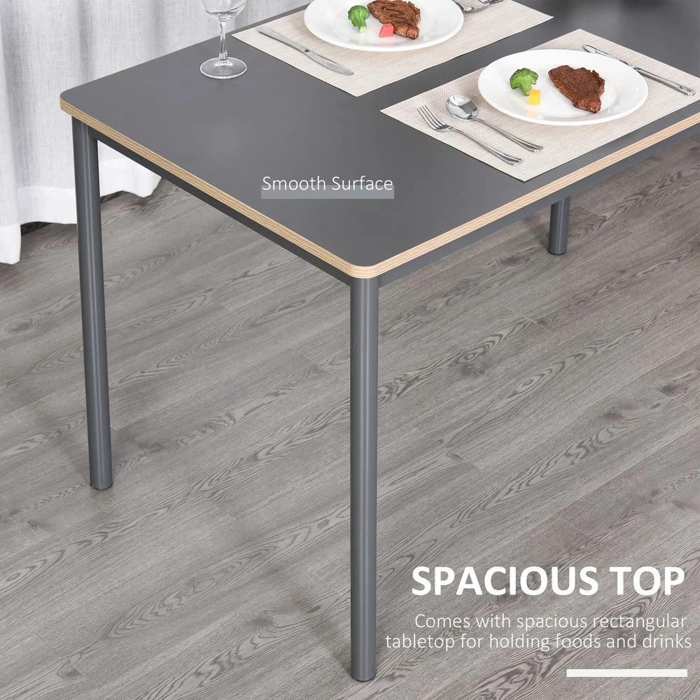120cm Minimalistic Dining Table Steel Frame Foot Pads Simple Style Grey - Dining Table
