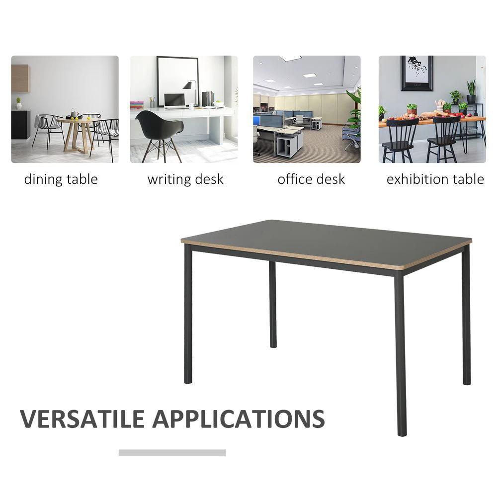 120cm Minimalistic Dining Table Steel Frame Foot Pads Simple Style Grey - Dining Table