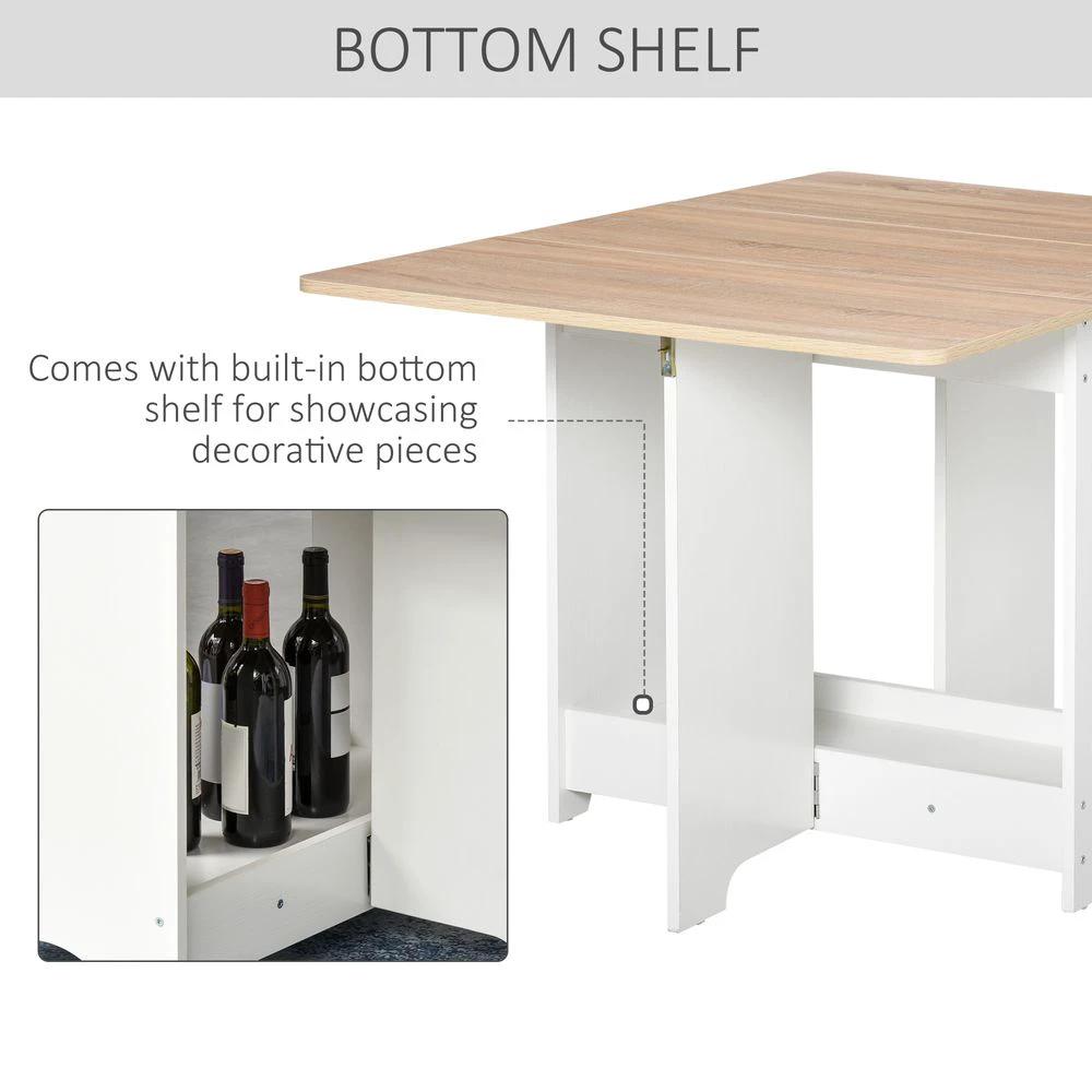 Unbranded Drop-Leaf Dining Table Folding Desk Bar Table with Storage Shelf - Uncategorized Dining Table