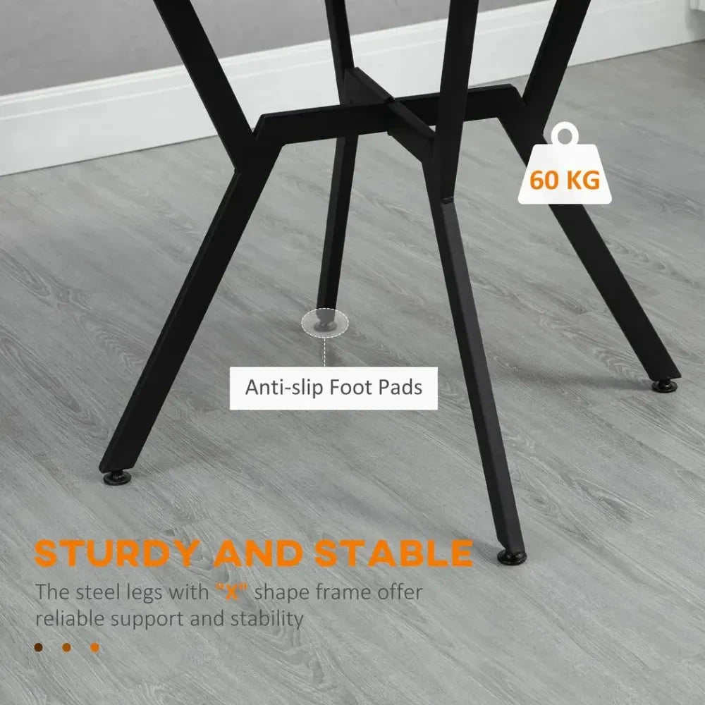 Industrial Dining Table with Round Top Steel Legs for Kitchen Dining Room Brown by Unbranded
