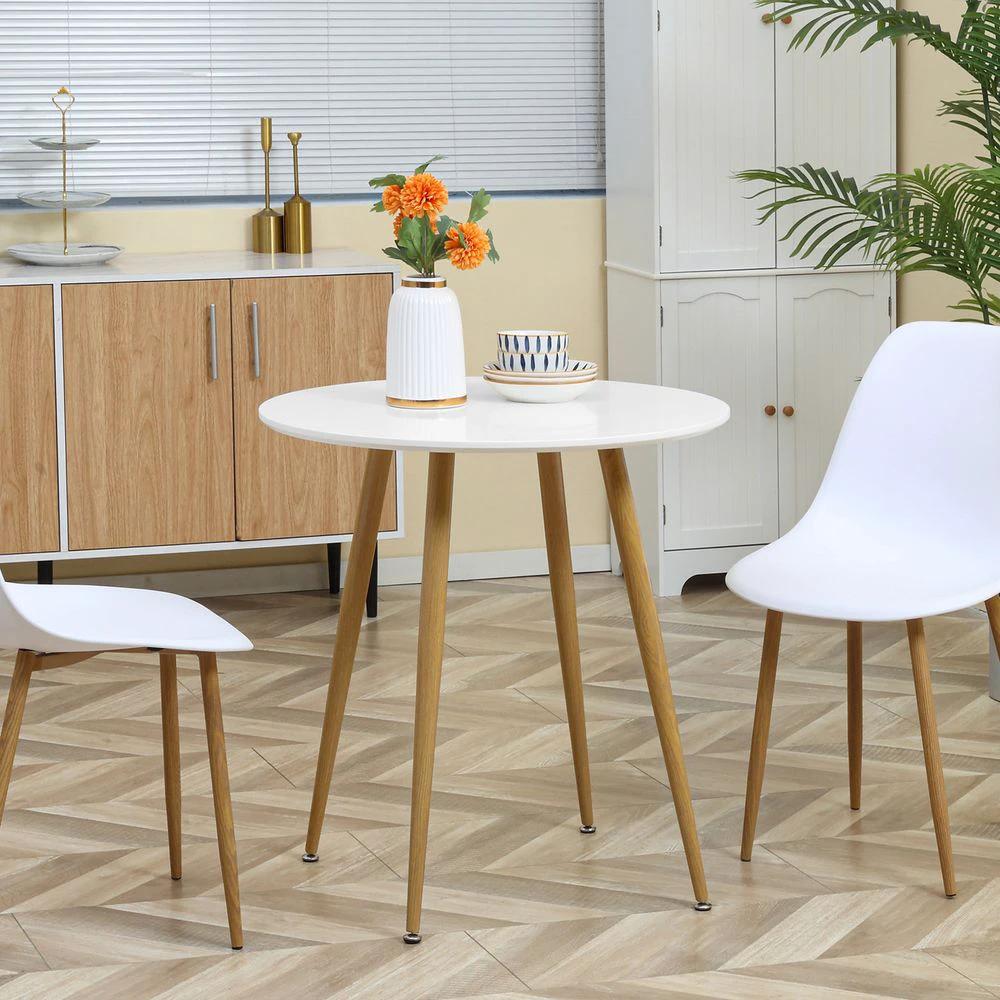 Round Dining Table Matte Top Metal legs, Kitchen Table for 2 People