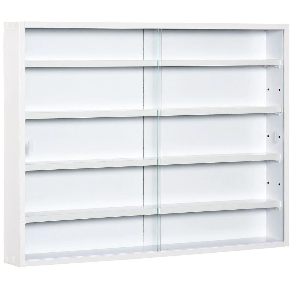 Unbranded 5-Tier Wall Display Shelf Unit Cabinet w/ Shelves Glass Doors White - Uncategorized Display Cabinet