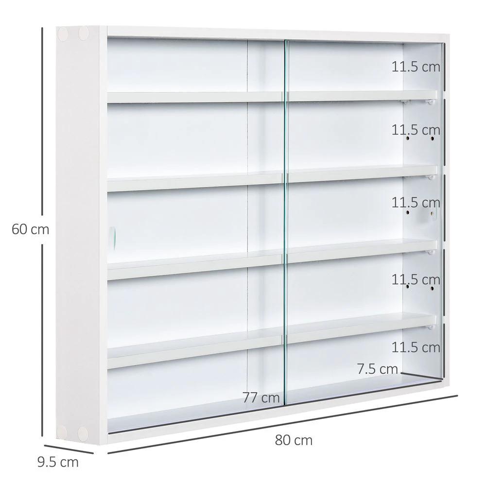 Unbranded 5-Tier Wall Display Shelf Unit Cabinet w/ Shelves Glass Doors White - Uncategorized Display Cabinet