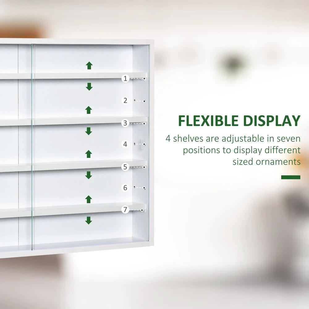 Unbranded 5-Tier Wall Display Shelf Unit Cabinet w/ Shelves Glass Doors White - Uncategorized Display Cabinet