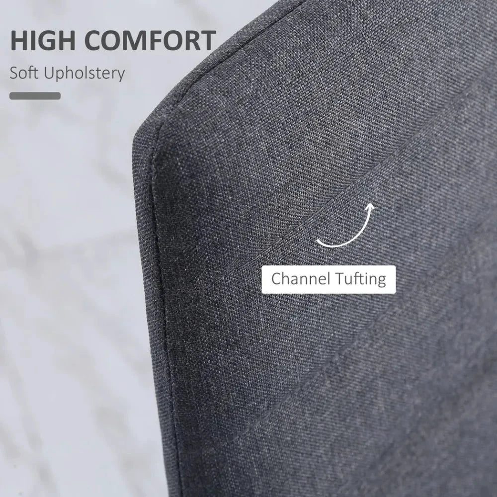 High Back Dining Chairs Upholstered Linen-Touch Fabric Accent Chairs Set of 4 - Fabric Dining Chairs