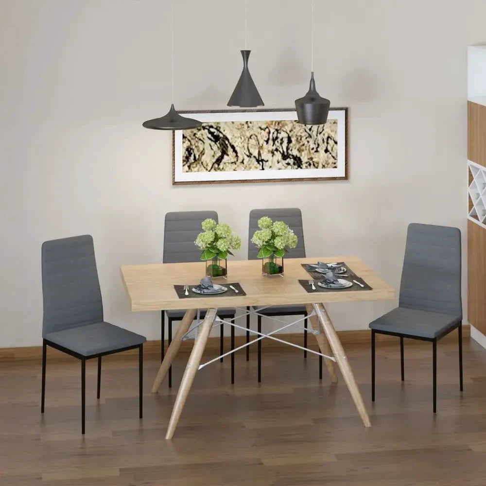 High Back Dining Chairs Upholstered Linen-Touch Fabric Accent Chairs Set of 4 - Fabric Dining Chairs