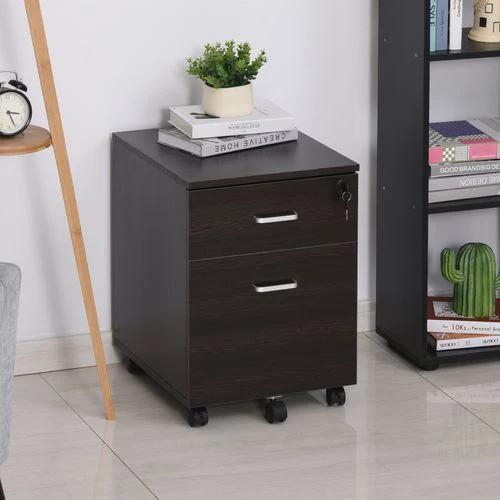 Unbranded 2-Drawer Locking Office Filing Cabinet 5 Wheels Rolling Storage Brown Vinsetto - Filing Cabinet