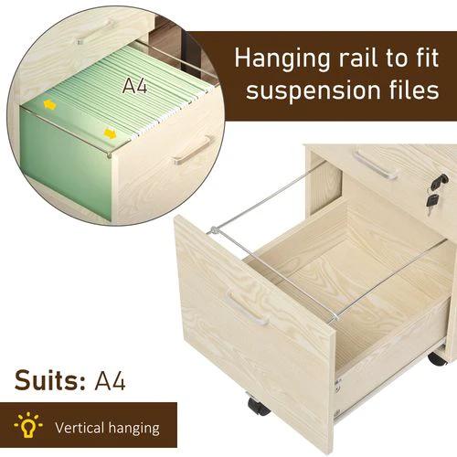2-Drawer Locking Office Filing Cabinet 5 Wheels Rolling Storage Oak Vinsetto by Unbranded