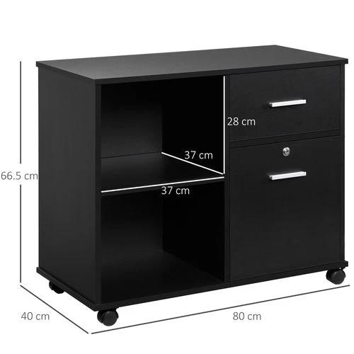 Filing Cabinet Mobile Printer Stand Drawer for A4 Size Files, Black Vinsetto by Unbranded
