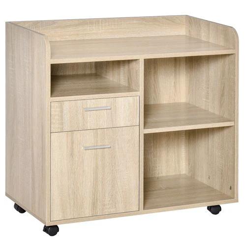 Unbranded Filing Cabinet Mobile Printer Stand w/ Adjustable Storage Shelf, Oak Vinsetto - Filing Cabinet