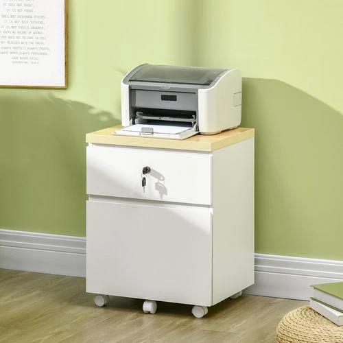 Mobile Filing Cabinet Lockable File Cabinet A4 Size 2 Drawers White Vinsetto by Unbranded