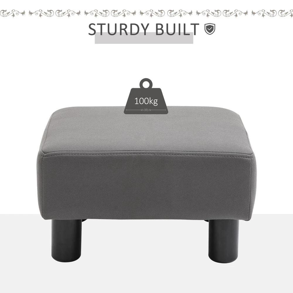 Unbranded Ottoman Footrest Seat Chair Footstool Small PU Leather Home Office Grey - Uncategorized Footstool