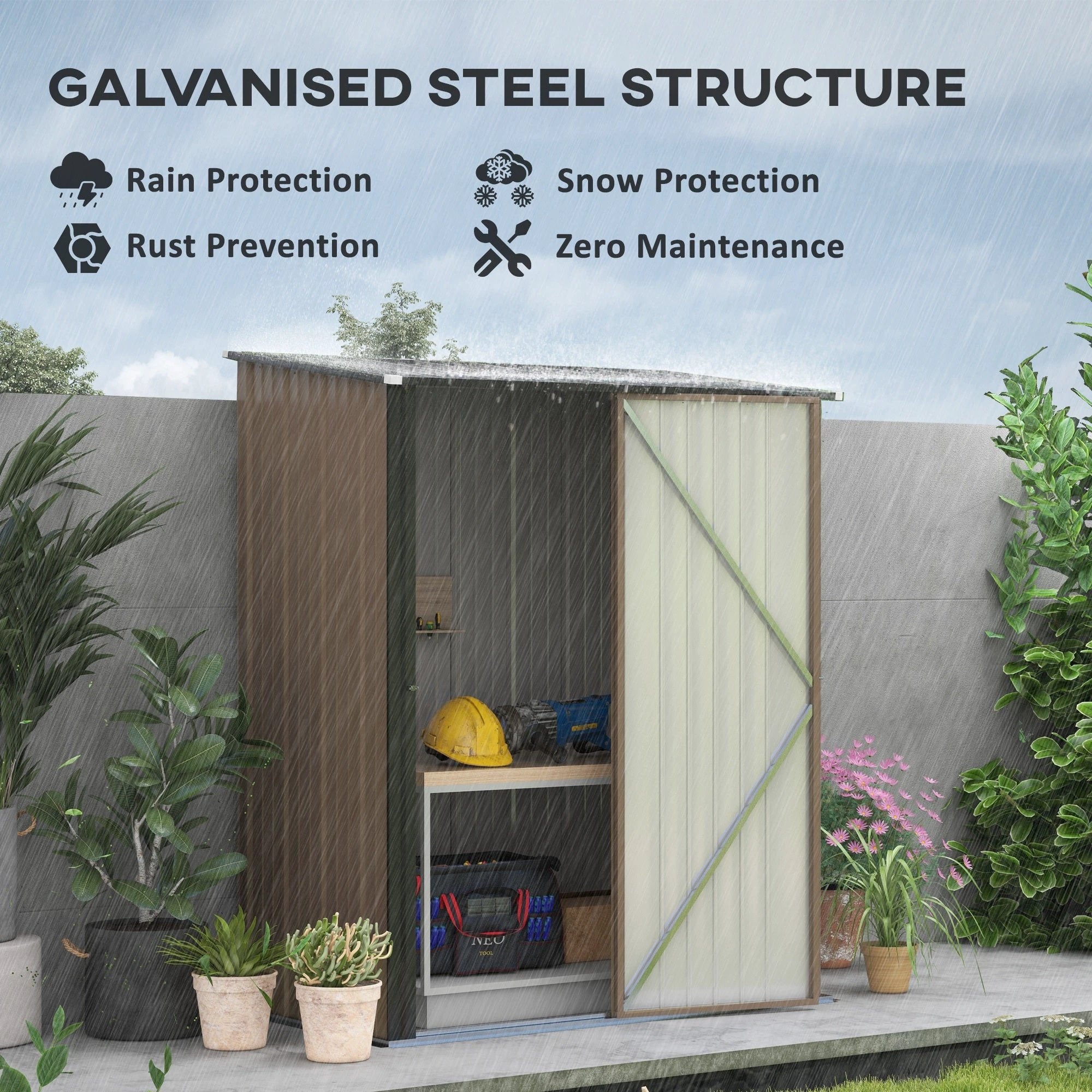 Unbranded Outdoor Storage Shed Steel Garden Shed w/ Lockable Door for Backyard Outsunny - Garden Shed