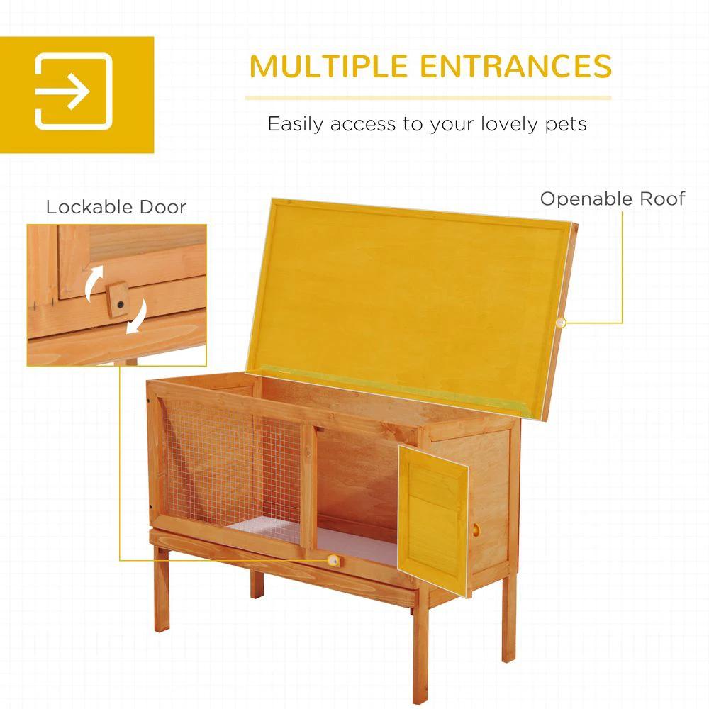 Rabbit Hutch Bunny Cage Guinea Pig Elevated House Wood Outdoor Garden Pawhut by Unbranded