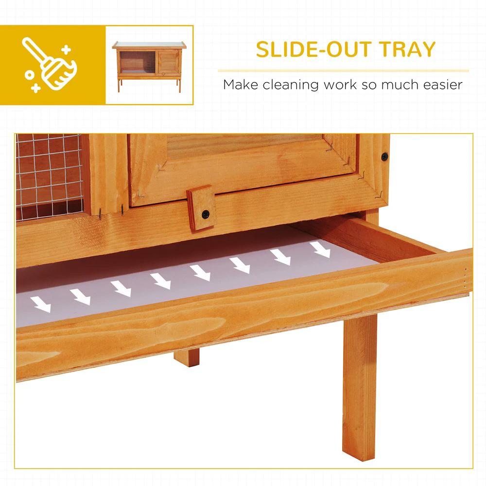 Rabbit Hutch Bunny Cage Guinea Pig Elevated House Wood Outdoor Garden Pawhut by Unbranded