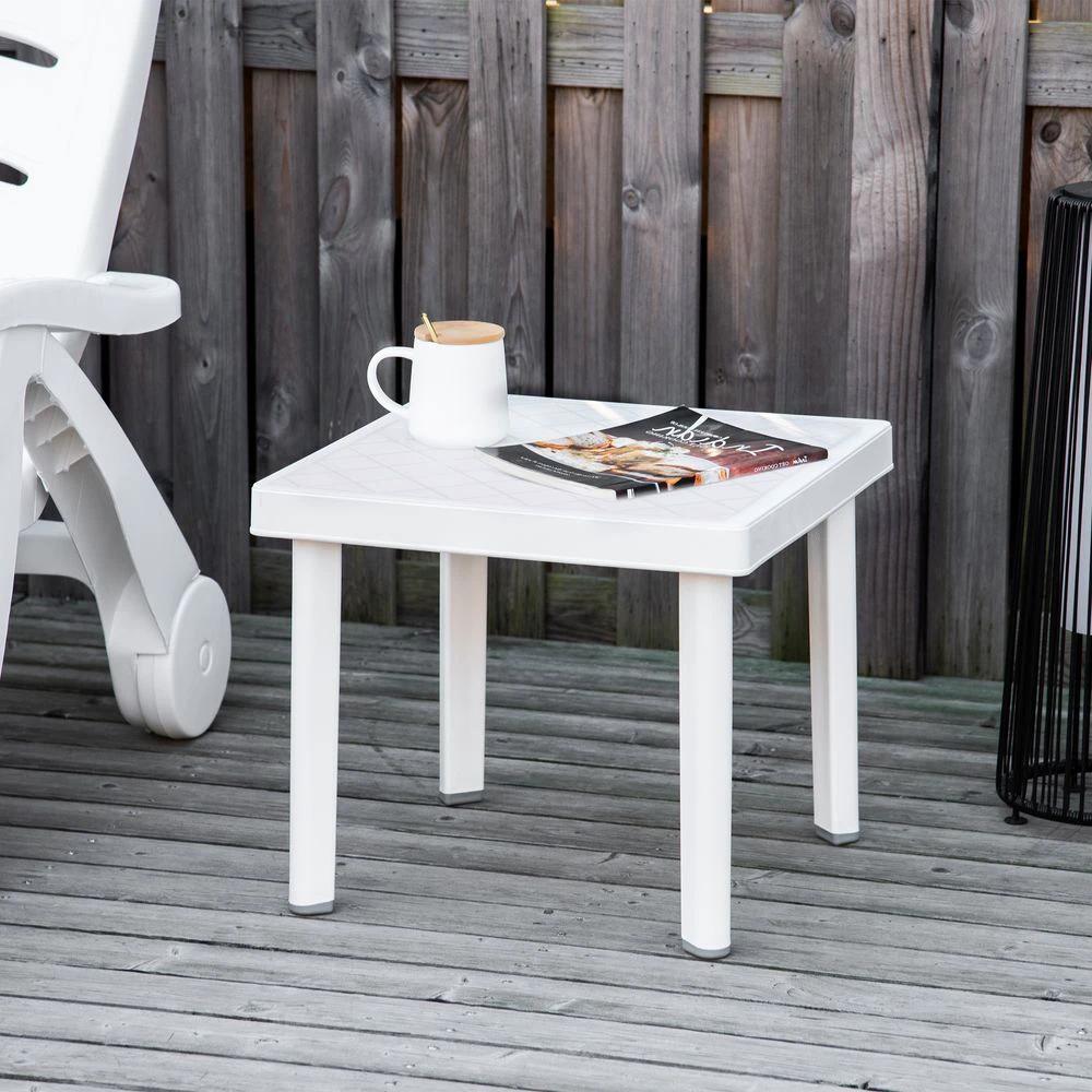 Garden End Table Outdoor Square Accent Coffee Table for Drink Snack Outsunny by Unbranded