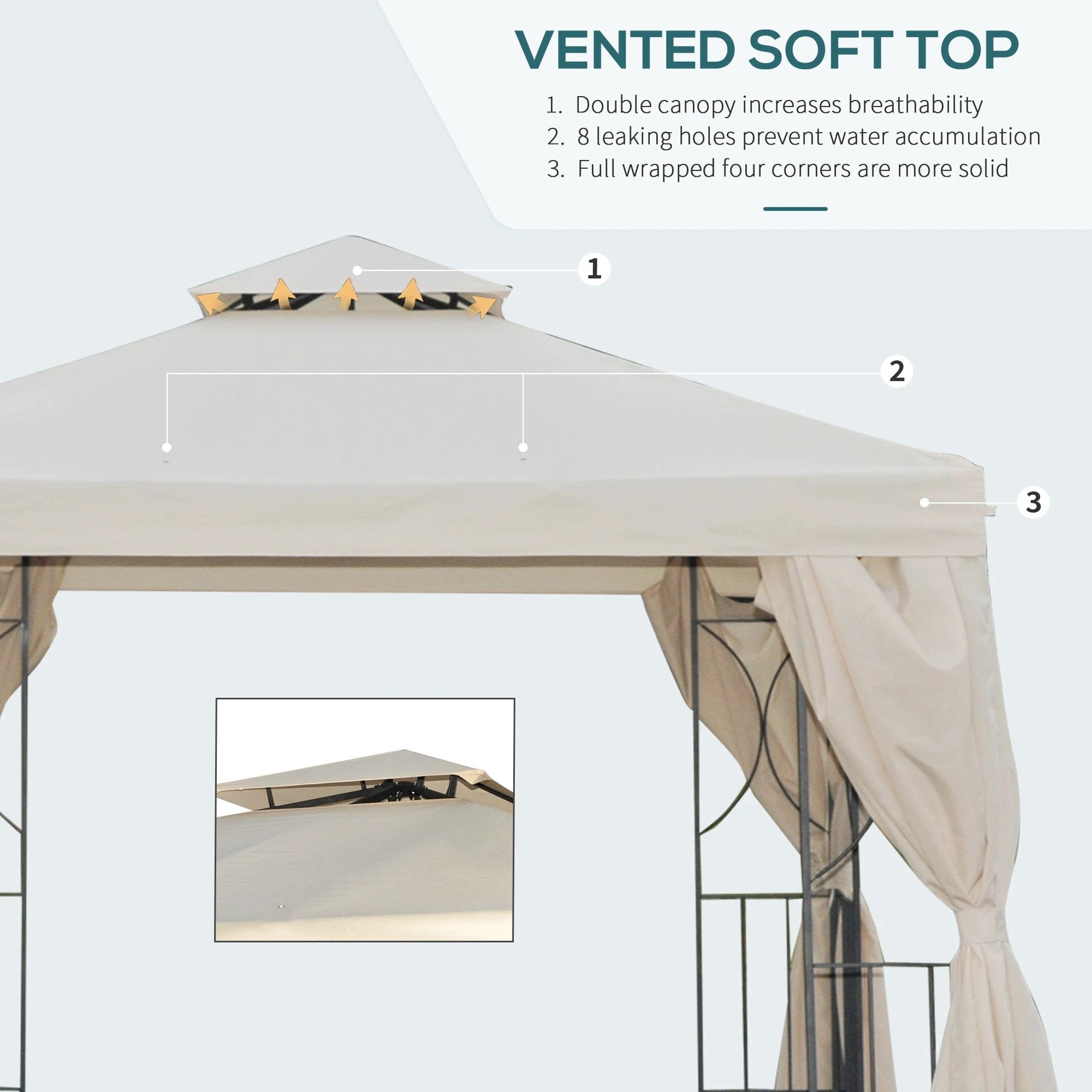 Unbranded 3 x 3m Garden Metal Gazebo Sun Shade Shelter Outdoor Party Tent Outsunny - Gazebos
